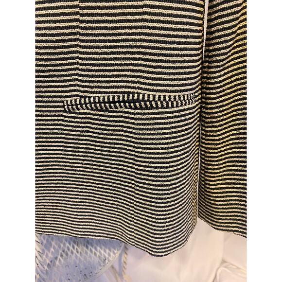 Emanuel Ungaro Blazer Black White Striped Textured 3 Button Lined size 4/38 - Picture 14 of 15